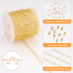 YOUBEIYEE 16.4 Feet Gold Plated Heart Link Chain for Jewelry Making Stainless Steel Chains Bulk on Spool - color: Flat Heart Gold