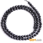 GEM-Inside 4mm Natural Black Tourmaline Gemstone Loose Beads Faceted AAA Grade Crystal Energy Stone Power Beads for Jewelry Making 15" - color: Black Tourmaline, size: 4mm