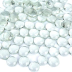 FUTUREPLUSX 5 Lb Clear Flat Glass Marbles, 500PCS Clear Flat Gems Transparent Aquarium Pebbles Vase Filler Beads Table Scatters - color: Transparent