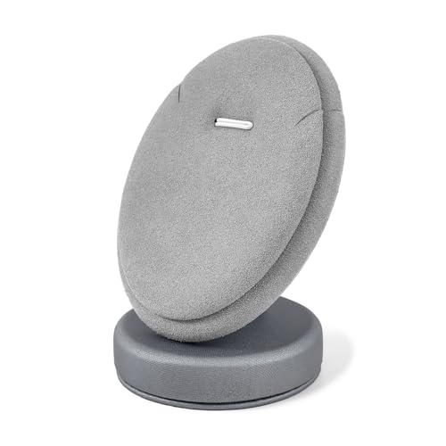 PU Leather Necklace Display Stand Microfiber Small Necklace Holder Jewelry Gift Display Stand For Birthday, Valentine's Day (Light Gray) - color: Light Grey