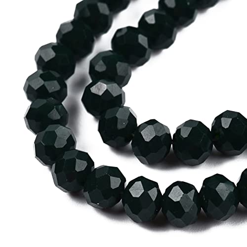 10 Strands Briolette Faceted Rondelle Glass Beads 4x3mm Tiny Opaque Glass Loose Beads 1230pcs for Bracelets Jewelry Making - color: Dark Green, size: 4x3mm
