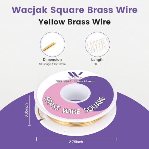 Square Brass Wire 18ga, 30ft – Durable Raw Brass for Crafting and Jewelry - color: 18 Gauge(1.0x1.0mm)
