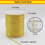 2 mm 330 Feet Satin Nylon Cord String for Jewelry Making Bracelet Necklaces Beading Thread Rattail Macrame Kumihimo Chinese Knot Craft - size: Gold