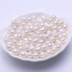 50 Pcs 8-9mm No-Holes Fresh Water Pearls Beads AAA for Jewelry Making Real Freshwater Cultured Pearls Oval Pearl Beads Jewelry Production, Handicraft Production, for Manza - color: White 8-9mm without holes.