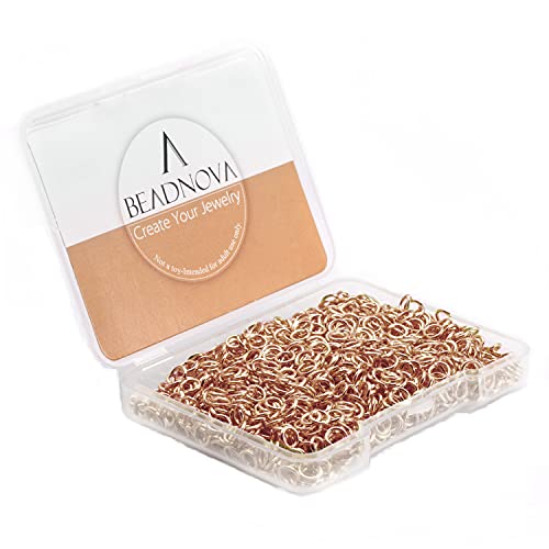 BEADNOVA 4mm Rose Gold Jump Rings for Jewelry Making Open Jump Rings for Keychains and Necklace Repair (300Pcs) - color: Rose Gold, size: 4mm