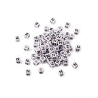 FASHEWELRY 300Pcs Cube White Acrylic Letter Beads 6x6mm Letter N Alphabet Beads for DIY Bracelet Necklace Jewelry Making - color: Letter N, size: 6x6x6mm