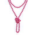 Bead Strand Versatile 60" Long Wrap Necklace - Handmade Knotted Multi Layer Sparkly Crystal, Semi Precious Natural Stone, Lava, Glass Faux Pearl - color: Natural Stone Bead - Dark Fuchsia