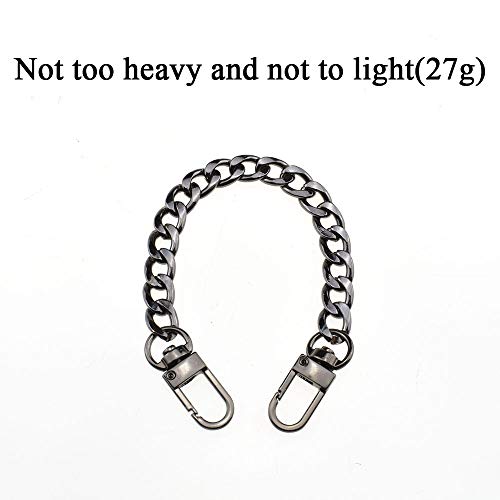 HAHIYO Purse Chain Strap 7.9 inches Bright Black for Shoulder Cross Body Sling Purse Handbag Clutch Replacement Comfortable Flat 0.4' Wide Enough 2.4mm Extra Thick Metal 1 Pack - size: Bright Black 7.9 inches