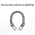 HAHIYO Purse Chain Strap 7.9 inches Bright Black for Shoulder Cross Body Sling Purse Handbag Clutch Replacement Comfortable Flat 0.4' Wide Enough 2.4mm Extra Thick Metal 1 Pack - size: Bright Black 7.9 inches