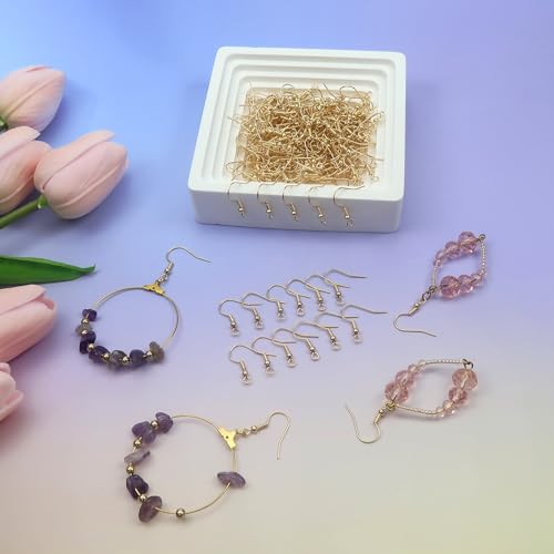 TOAOB 100pcs Earring Hooks Hypoallergenic French Ear Wires with Ball and Coil 18mm K Gold Tone Fish Hook Earrings Making Supplies for DIY Jewelry Making - color: K gold