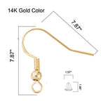 Earring Hooks for Jewelry Making - 120 pcs/60 Pairs Hypoallergenic 14K Gold Ear Wires Fish Hooks for Jewelry Making, Jewelry findings Parts with 120 pcs Rubber Earring Backs Stopper for DIY Earrings - color: Regular 14K Gold