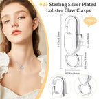 Beebeecraft 1 Box 20Pcs Lobster Claw Clasp with Jump Rings 925 Sterling Silver Plated Brass Necklace Clasps for DIY Jewelry Making (12x6mm) - color: Silver-20pcs