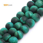 GEM-Inside 12mm Natural Stone Green Tiger Eye Frosted Matte Unpolished Round Beads for Jewelry Making Strand 15 inch - color: Green Tiger Eye, size: 12mm