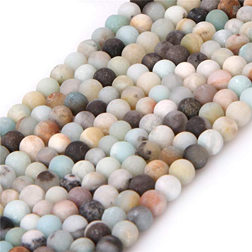 JOE FOREMAN 4mm Mixed Color Amazonite Frosted Matte Beads for Jewelry Making Natural Gemstone Semi Precious Round 15" - color: Matte, size: 4MM