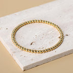 QOGIR 14k gold Handmade Healing Bracelet, Natural Gem Stone Crystal Elastic Gold Bracelet - color: 14k Gold Plated Beads, size: 4m