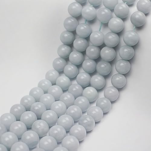 MJDCB Natural Round Aquamarine Gemstone Spacer Loose Beads Spacer Beads for DIY Jewelry Making Strand 15" - color: A+ Aquamarine, size: 8mm