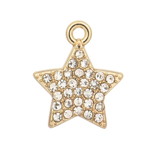 Pack of 20 Rhinestone Charms Gold Plated Pendants Pave Crystal Accessories for Necklace Bracelet Jewelry Making DIY Crafting - color: (Star Mod.2)VID65801