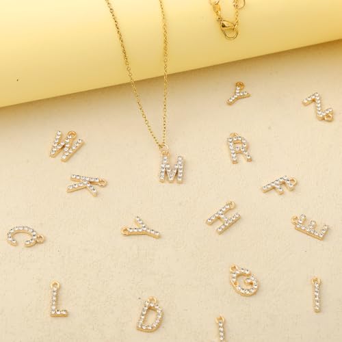 SANNIX 26Pcs Letter Charms, Full Rhinestone Letter Charms for Jewelry Making, KC Gold Initial A-Z Alphabet Letter Charm Crystal Pendants for Bracelet Necklace Earrings Crafts Making - style: Rhinestone Letter