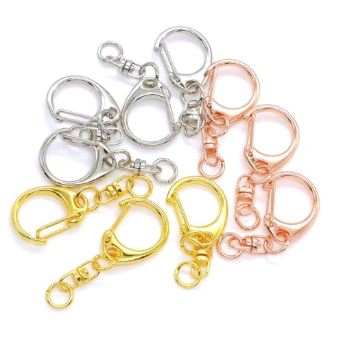 30 Pcs 3 Colors Lobster Claw Clasps Swivel Keychain Clip Keychain Clasp, Lobster Clasp Key for Key Rings Crafting