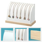 Cambered Necklace Display Stand with Leather Soft Mat Wood Jewelry Organizer Tabletop Display Holder for Necklaces, Choker Pendant (White) - color: White
