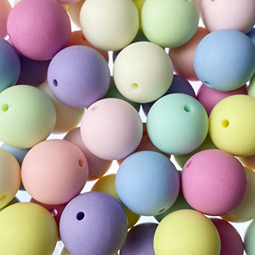 Jmassyang 100 Pieces 16mm Candy Color Acrylic Round Frosted Beads Assorted Candy Color Mix Plastic Pastel Matte Loose Spacer Mixed for Jewelry Making Bracelets Necklaces DIY Crafts - size: 16mm-100pcs