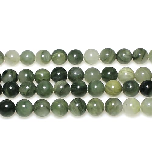 Natural Stone Beads Mixed Jasper Round Loose Beads for Jewelry Making DIY Bracelet Necklace (6mm) - color: Grass green jade, size: 6mm