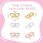 UNICRAFTALE 90pcs 3 Color Bowknot Connector Charms Alloy Golden Bow Knot Pendants Dangle Links Charms Tiny Metal Connector for Bracelet Necklace Earrings Making