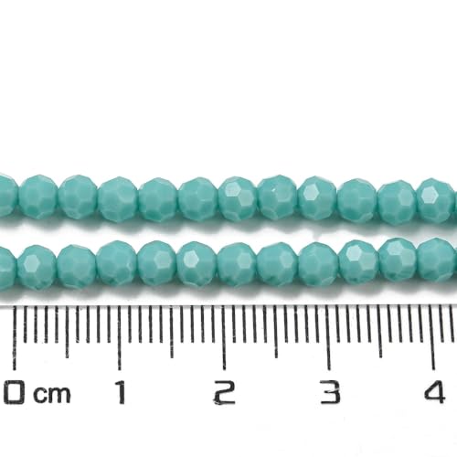 Perlin Czech Bohemian Crystal Glass Beads Faceted Round 4mm 90 Pieces Loose Spacer 1 Strand Beads for DIY Jewelry Earrings Necklace Bracelet Making (Turquoise Opaque) - color: Turquoise opaque