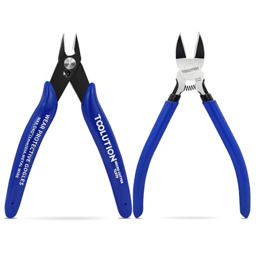 2-Piece Precision Flush Cutters & Wire Cutters Set - 5 Inch Mini Diagonal Cutters & Side Cutters - High Carbon Steel Spring-Loaded Pliers for Jewelry Making, 3D Printing, Electronics, Model Building