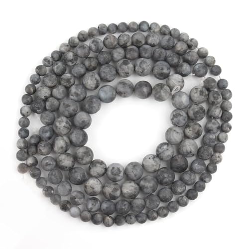 60pcs Natural Matte Black Larvikite Gemstone Beads，6mm Frosted Round Loose Stone Beads for Jewelry Making DIY Earring Bracelet Necklace Crafts - color: Black Larvikite, size: 6mm