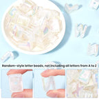 Random 50Pcs 21mm Big Alphabet Shaped Beads Rainbow Letter Beads with Large Hole Iridescent Opaque Clear AB Acrylic Spacer Loose Charm Bead for Jewelry Making Necklaces Bracelets DIY Crafts - style: Style 1
