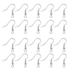 TOAOB 100pcs Earring Hooks Hypoallergenic French Ear Wires with Ball and Coil 18mm Silver Tone Fish Hook Earrings Making Supplies for DIY Jewelry Making - color: Silver