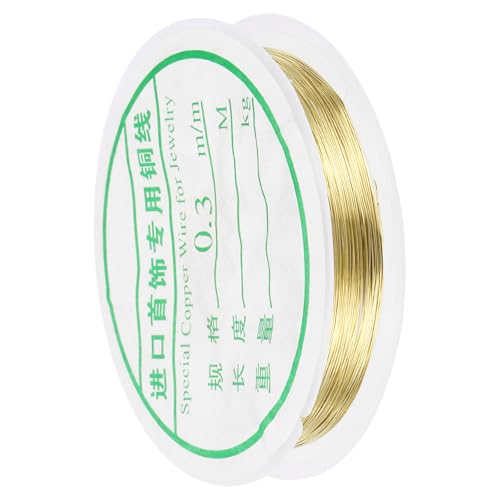 MECCANIXITY 28 Gauge Copper Wire for Jewelry Making, 1 Roll Craft Tarnish Resistant Beading Wire for Jewelry Making Supplies DIY (Gold)-49ft - color: Gold, size: 28 Gauge x 49ft
