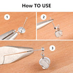 12Pcs Flat Sterling Silver Post with Earring Hook, 3/4/5mm Ear Studs with Loop Hypoallergenic 925 Sterling Silver Earrings Findings Dangle Studs Posts Butterfly Backs Supplies Jewelry Making Set - color: Flat_Silver