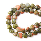 10mm Natural Unakite Stone Beads Heart Shape DIY Loose Gemstone Energy Healing Crystal Charms for Jewelry Making Handmade - color: Unakite