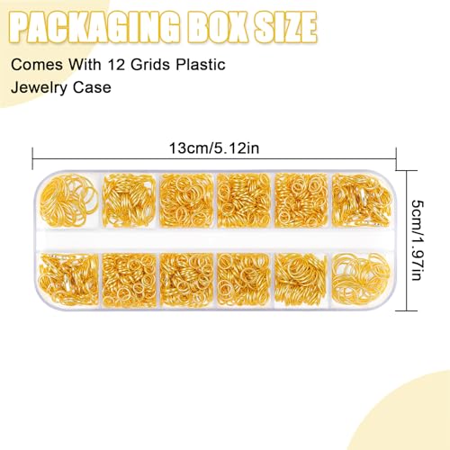 Phinus 1200P Gold Jump Rings, Jewelry Repair Kit with Jump Ring Pliers and Open Jump Rings, Assorted Sizes Jump Ring for Jewelry Making, Necklace, Keychains, Earrings, DIY Craft Making