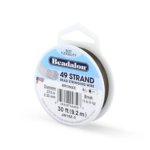 Beadalon 49 Strand Stainless Steel Bead Stringing Wire, .013 in / 0.33 mm, Bronze, 30 ft / 9.2 m - color: Bronze, style: .013 in / 0.33 mm, 30 ft / 9.2 m