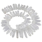 SUNYIK Natural Rock Quartz Crystal Points Quartz Polished Sticks Spikes Point Beads 15 inch Strand Drilled - color: Natural Rock Quartz(Polished), size: 0.5"-1.6"