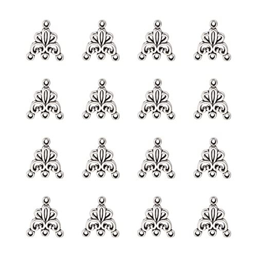 Beadthoven Bracelet Jewelry Connectors Charms Links for Jewelry Making, Antique Silver Metal Filigree Charms Golden Cubic Zirconia Charms Pendants Connectors for Earrings Bracelet DIY Findings - color: Triangle-20pcs