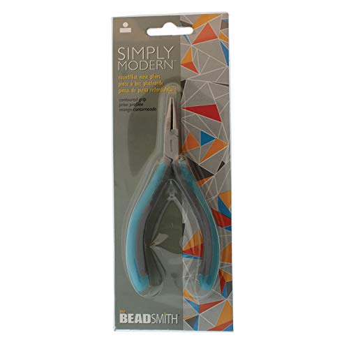 The Beadsmith Simply Modern Round & Flat Nose Pliers, 5.75 inches (145mm) with polished steel head, comfortable contoured grip handles and double-leaf springs, tool for jewelry making - size: Half Round/Half Flat Nose