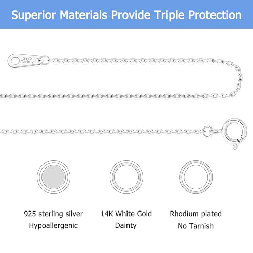 Gacimy 925 Sterling Silver Chain for Women, 1mm 1.3mm 1.5mm 1.8mm Cable Chain Necklaces - size: 16 Inches, style: a.1.3mm Silver