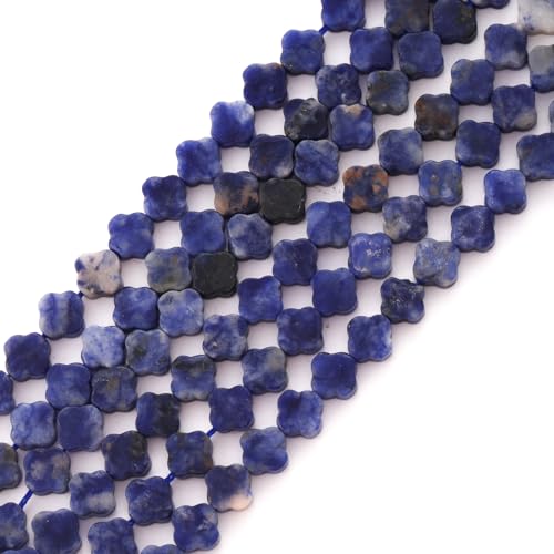 8mm Natural Blue Sodalite Gemstone Faceted Clovers Beads Four-Leaf Spacer Loose Beads for DIY Jewelry Making Beads - color: Blue Sodalite