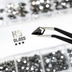 2630Pcs Mine Black Nail Rhinestones 120 Multi Shapes Metallic Black Big Gems Nail Charms +2510 Flatback Rhinestones Round Beads K9 Glass Stones Nail Art Diamonds jewels for Nails Eyes Makeup Crafts - color: Metallic Black, size: A Set