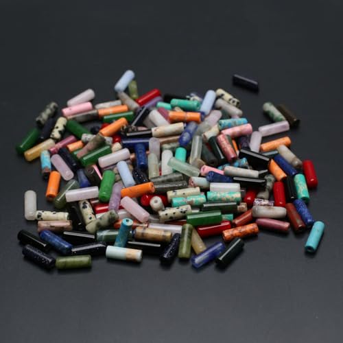 40 Pcs Healing Loose Beads Cylinder Shape Natural Necklace Stone Pendants Crystal Charms for Jewelry Making DIY Craft - color: cylinder