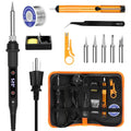 Soldering Iron Kit 80W LED Soldering Gun Adjustable Temp 356-968℉ 15s Fast Heating Electronics Welding Tools Precision Repair with Solder Wire, 5 Soldering Tips, Desoldering Pump, Stand, Tweezers