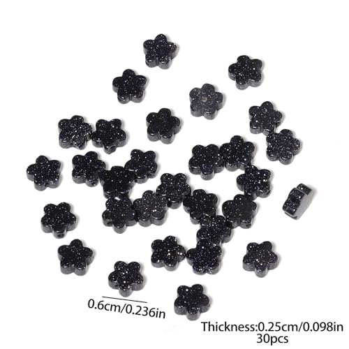 Songxi 60pcs 6mm Blue Sandstone Plum Blossom Natural Stone Beads for Jewelry Making, Smooth Loose Flower Shape Gemstone Beads for Bracelets Necklace Earrings Making Supplies ﻿ - color: Blue Sandstone