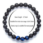 Hamoery Men Women 8mm Tiger Eye Stone Beads Bracelet Elastic Natural Stone Yoga Bracelet Bangle - color: A-2 Pcs Set 3-21003
