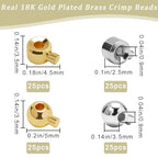 Beebeecraft 1 Box 100Pcs Crimp Beads for Jewelry Making 18K Gold & Platinum Plated Spacer Beads Ball Column Stopper Crimp Charms for Bracelet Necklace Ends Accessories - color: Tube & Round