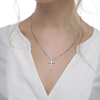 IEFSHINY Gifts for Men Boys - Stainless Steel Cross Pendant Chain Necklaces for Men, Mens 16-30 Inches Chain Gold Silver Black Cross Necklace Boys Jewelry Gifts - size: 20, style: Silver-cross pedant 0.7"*1.18"