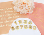 Shapenty 10mm Full Rhinestone 0-9 Number Slide Charms Spacer Beads for DIY Craft Bracelet Wristband Necklace Choker Keychain Hair Clip Jewelry Making, 50PCS - color: Gold